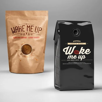 Supplier custom printed bulk small luxury gold 1lb 5lb aluminum foil one way valve and ziplock coffee packaging bags