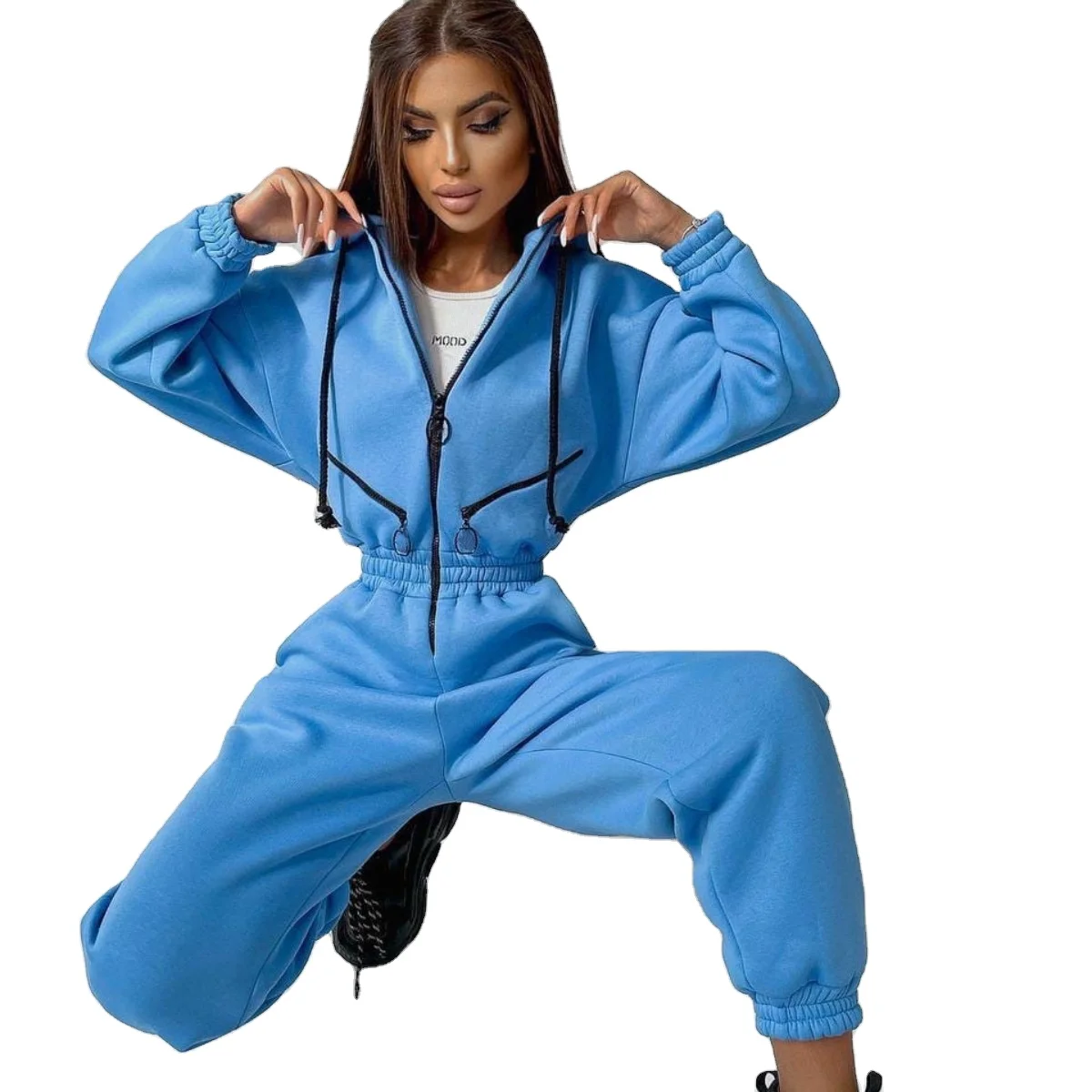 Mono Con Capucha De Una Pieza Para Mujer,Conjunto Deportivo Para  Gimnasio,Ocio,Pantalones,Suéter Con Cremallera,Gran Oferta - Buy Señoras  Con Capucha Mono Una Pieza Traje Para Mujer De Entrenamiento Suelta  Pantalones De Suéter Con