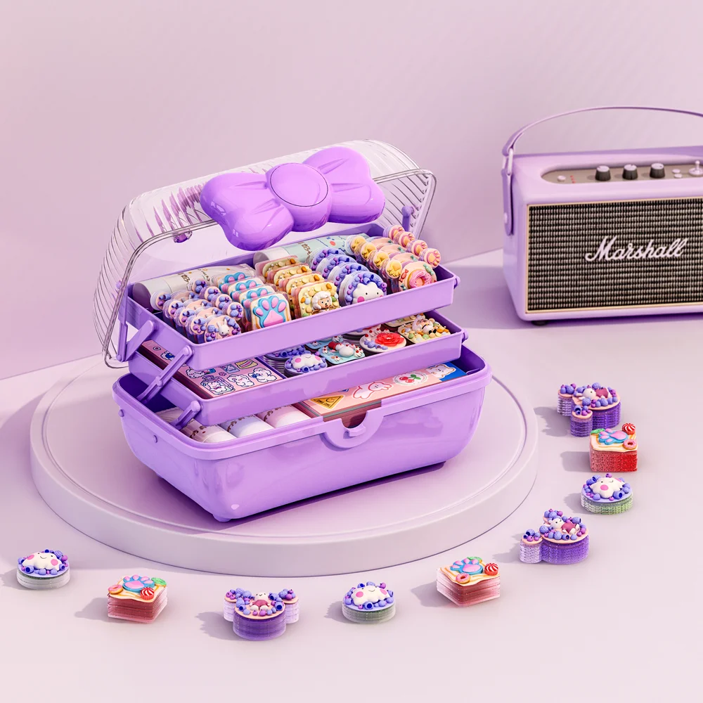 product chengyan 3layer kids teen storage hair accessories organiser buckle box organizer girl dustproof storage boxes  bins with lid-6