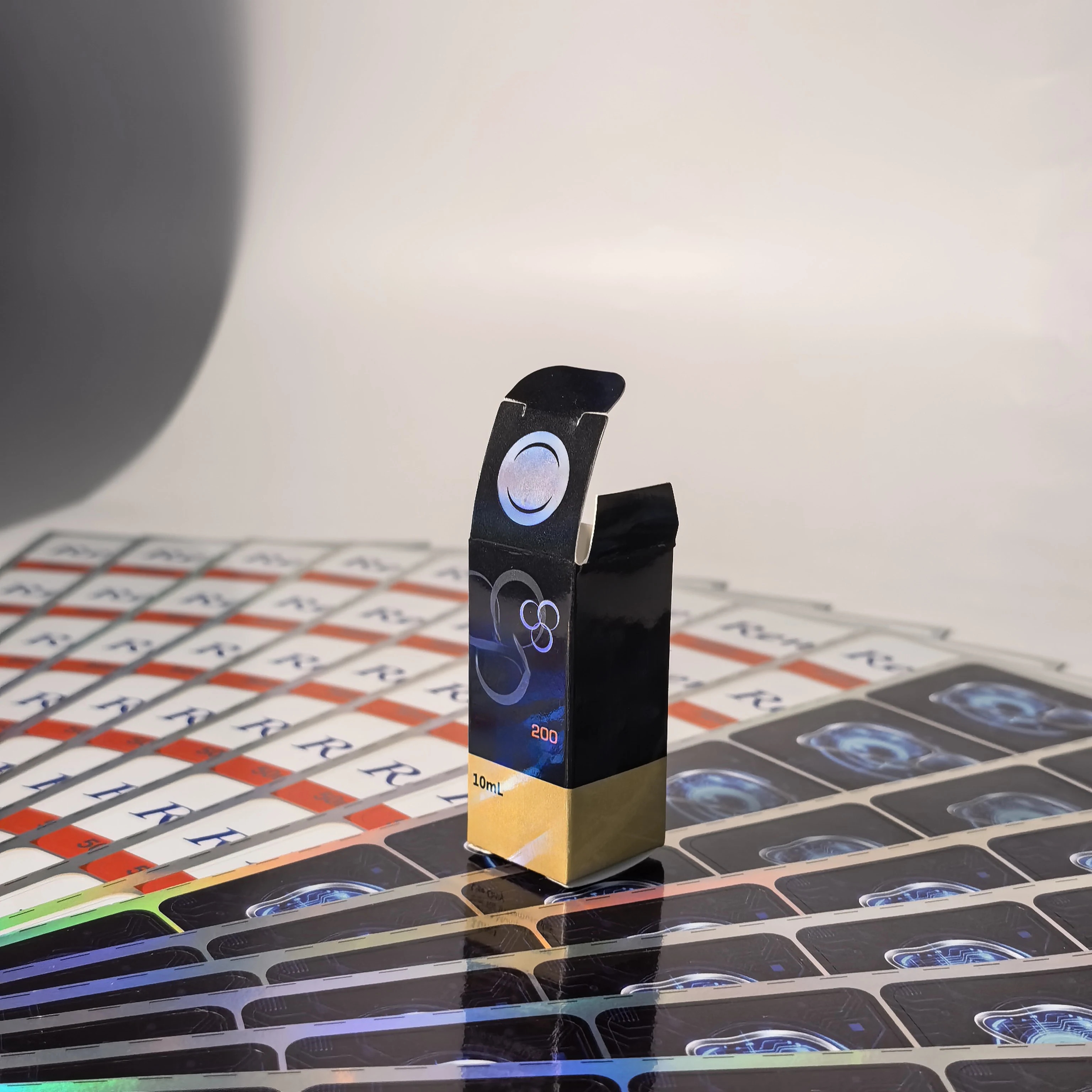 Elegant Holographic Foil Box with Magnetic Closure for Peptide and Serum Bottles & Trays - Premium Pharmaceutical Packaging