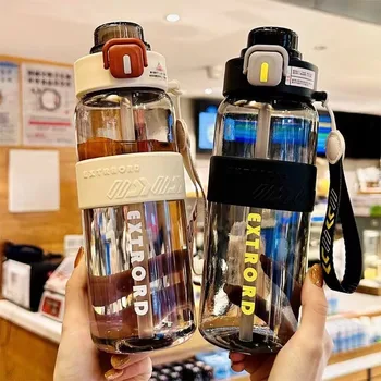 Men's Large 750ml Portable Sports Tumbler Double-Drink Straw Plastic Cup High-Temperature Resistance Direct Drinking for Summer