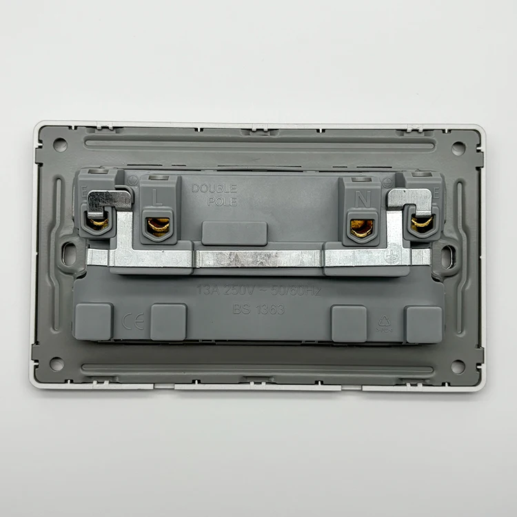 VNX Grey Color Box Electric Wall Socket 250V 13A Safe Copper ABS High Quality UK Standard Double Switched Double Socket Outlet