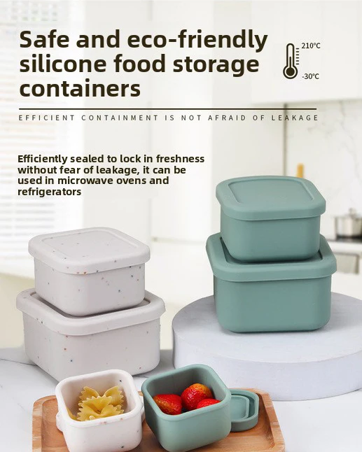 Simple Square Thickened Silicone Lunch Box for Office or School Use Microwave Food Storage with Sealed Fresh-Keeping supplier