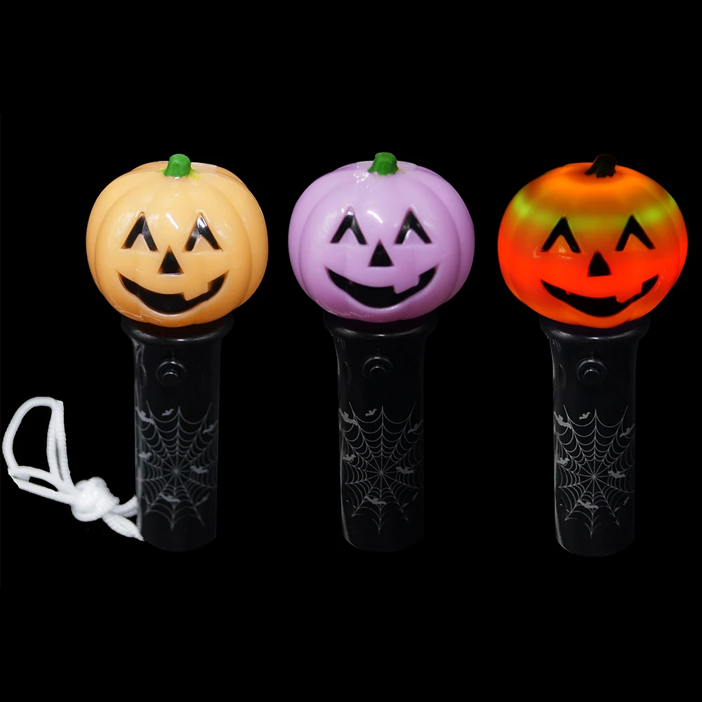 2020 Small Flash Toy bar Sling Mini Pumpkin Skull Ball Shape Halloween Light up Led  Spinning Light Wand