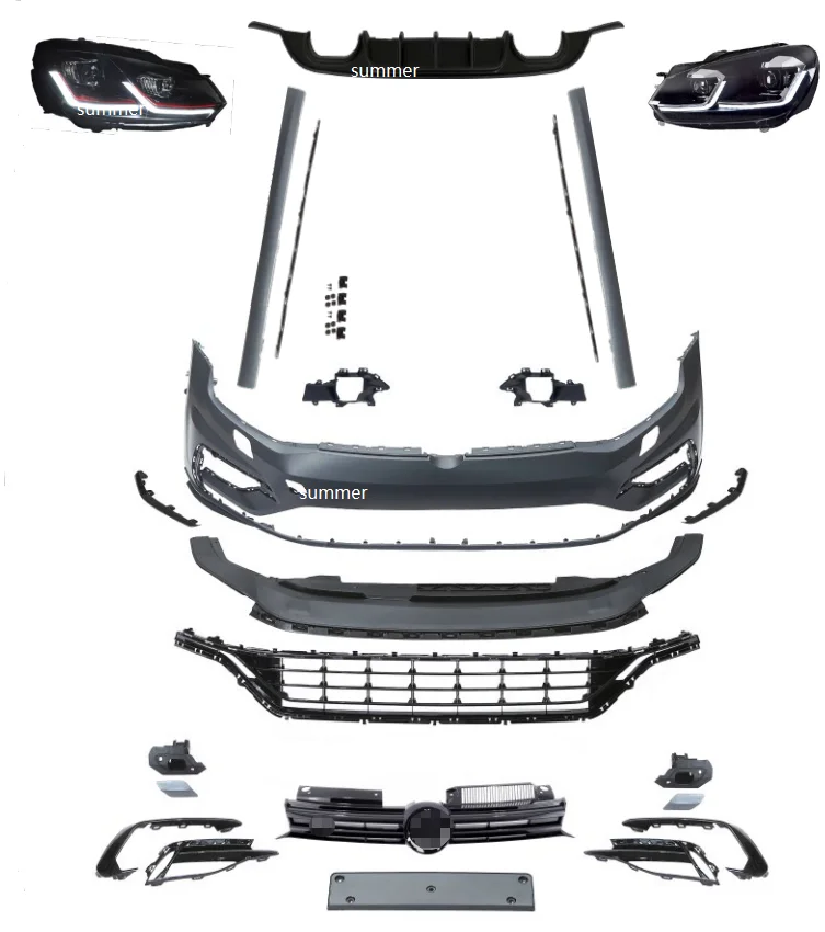 Upgrade Bodykit For Golf VI GOLF6 2009-2013 Modified To GF7.5 R Design Body Kit Lamps Front Grille