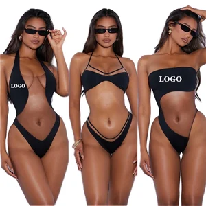 Pasuxi Women's High Waist One-Piece Strapless Cut-Out Swimsuit Bandeau Bra Hot Selling Sexy Bathing Suit Wholesale Bikini