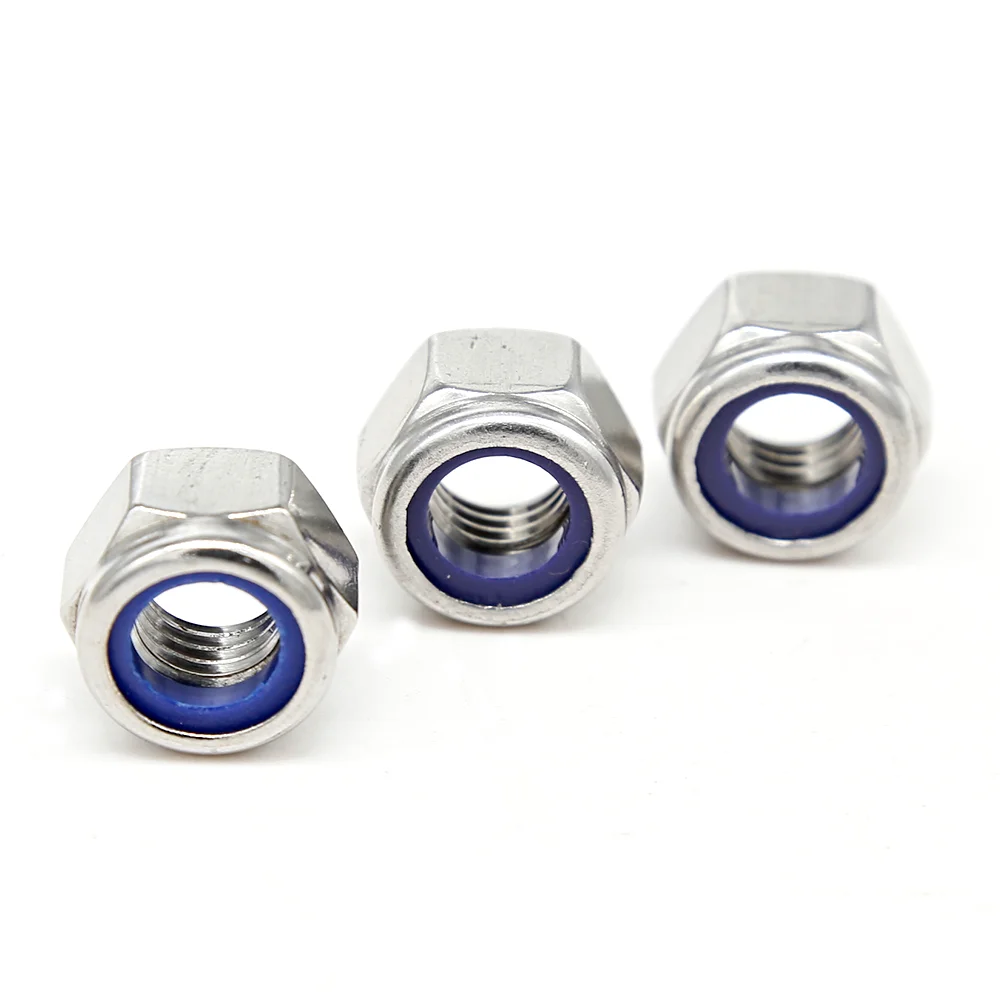 Din985 Carbon Steel Nylon Insert Lock Nut Hexagon Nyloc / Nylon Nuts