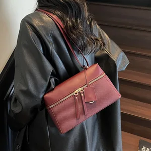 Women's Large Capacity Pu Leather Shoulder Bag New Multi-color Luxury Fashion Structured Handbag Box Design