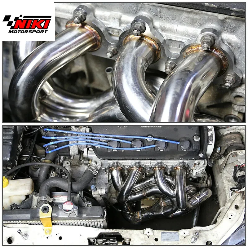 Exhaust Header For Honda Civic CR-X Del Sol D15 D16 88-00 1.5L/1.6L - 2pc Set With Gaskets
