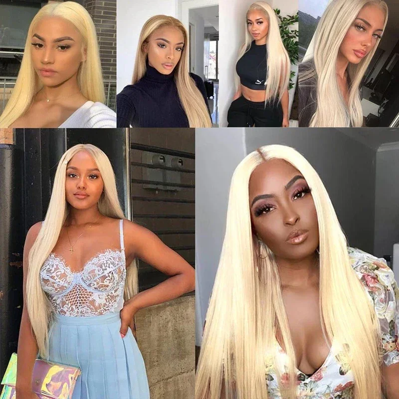 100% Real Virgin Straight Human Hair Bulk Extension Bundles 613 Honey Blonde Weaving For Braiding_voghion.com