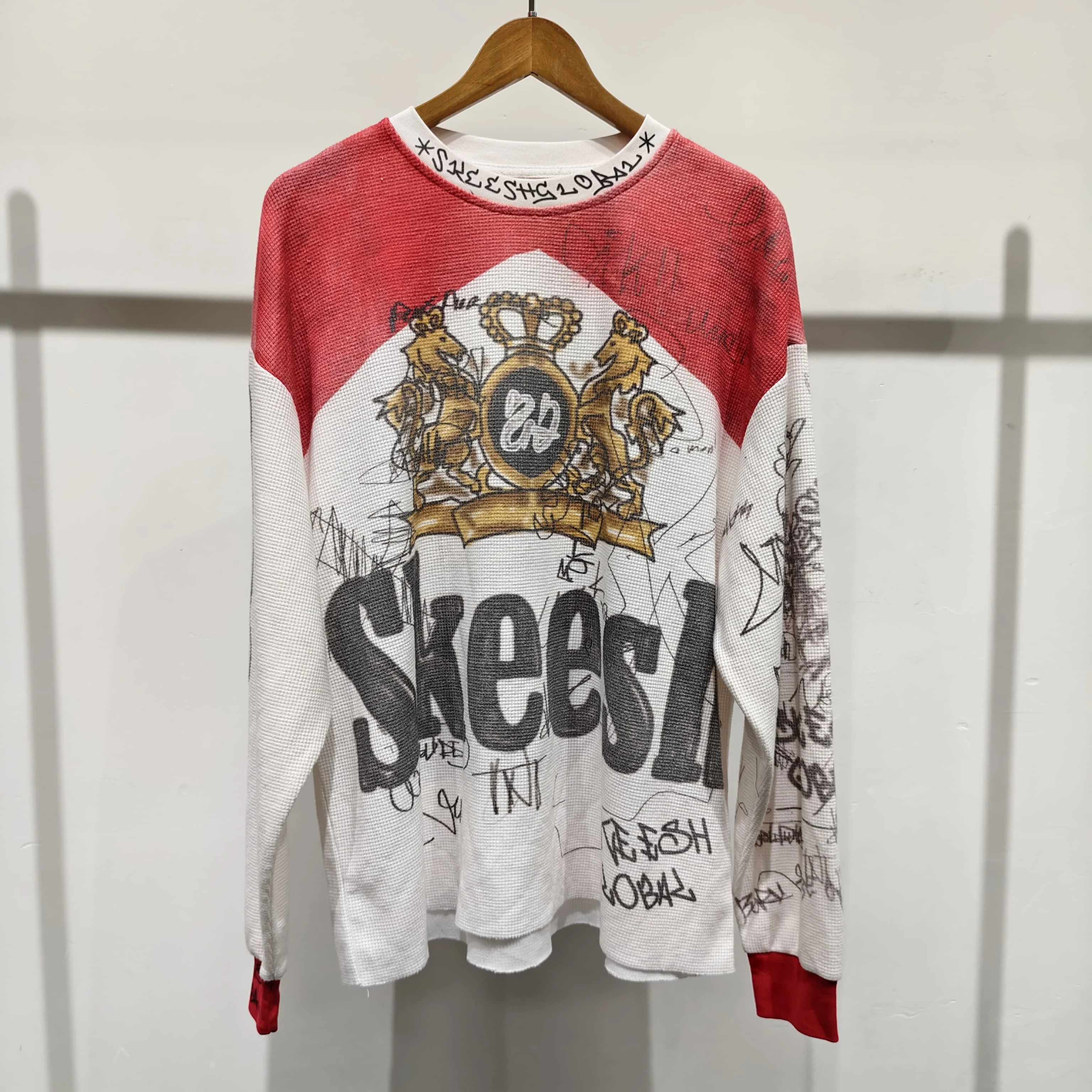 Custom High Quality 2026 Summer New Streetwear Box Fit Sweat Shirt Waffle Cotton Boxy Cropped Long Sleeve