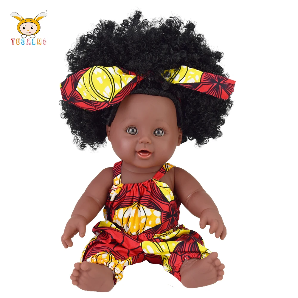 In Stock children toys professional baby doll manufacturer guangzhou 12 Inch Cute Black Dolls for kids