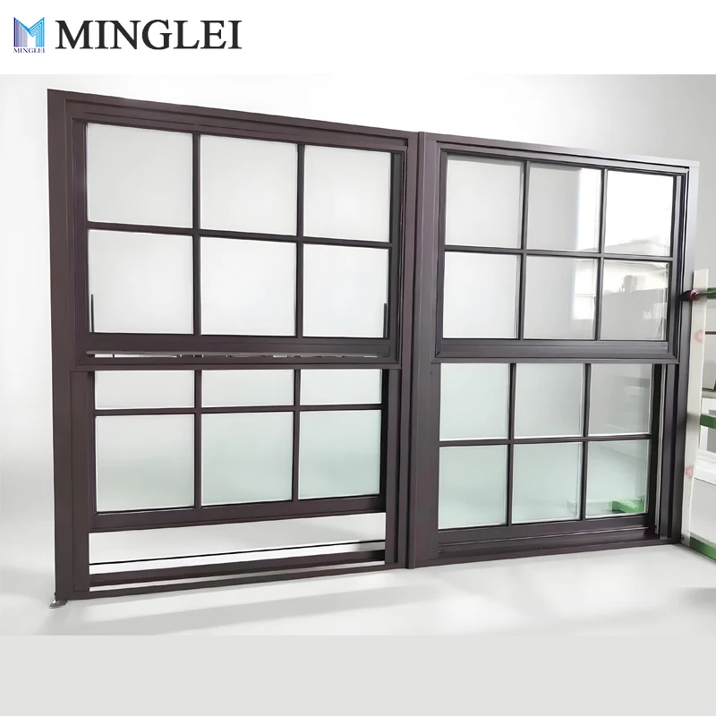 نافذة ألمنيوم كبيرة ذات فتحة واحدة وزجاج مزدوج مقوى عازل للحرارة