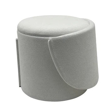 Fabric Storage Seat Home Space Saving Ottoman Stool with backrest