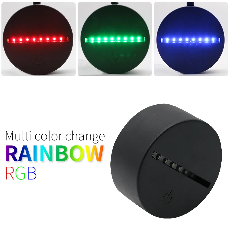 Battery Powered Remote Control Round Black White Crackle Night Light Base 3D Night LED Light Lamp Base for Acrylic