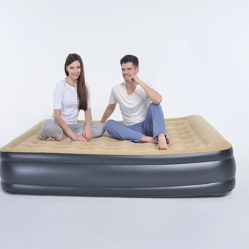 Folding Portable Flocked Fullsize Air Bed Double Family Camping