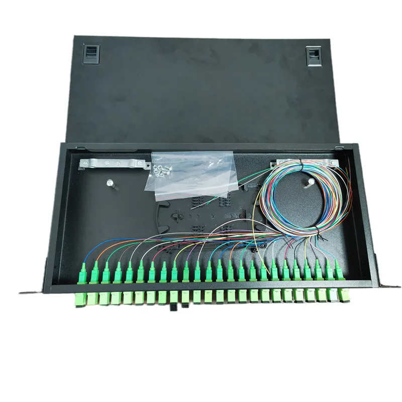 Fixed Simplex SC UPC 1U 24 Ports Fiber Optic Patch Panel 19 Inch Standard Installation for ODF Network Cabinet