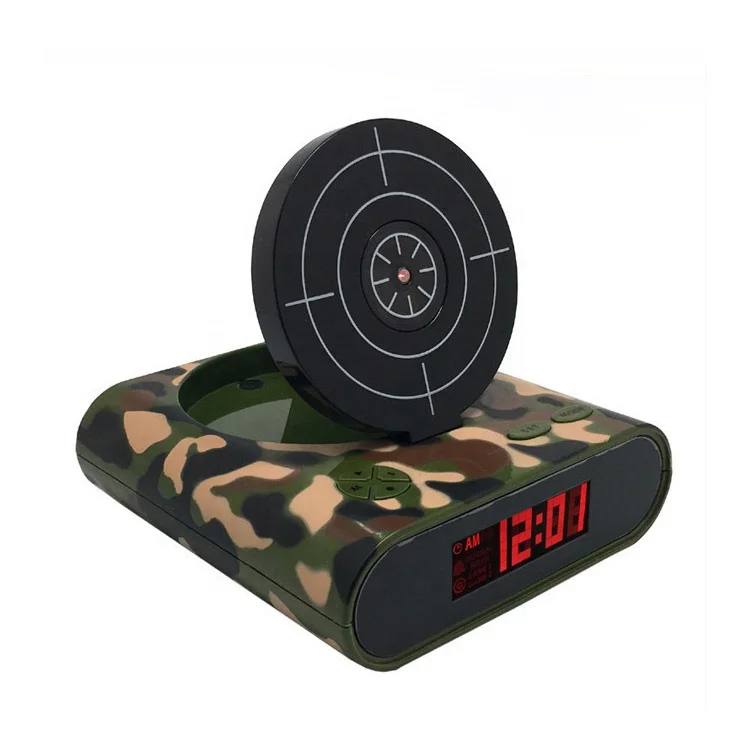 Gun Alarm Clock with Shooting and Recording Clock Feature Laser Digital Funny Table & Desk Alarm Clock Creative Student Kid Gift