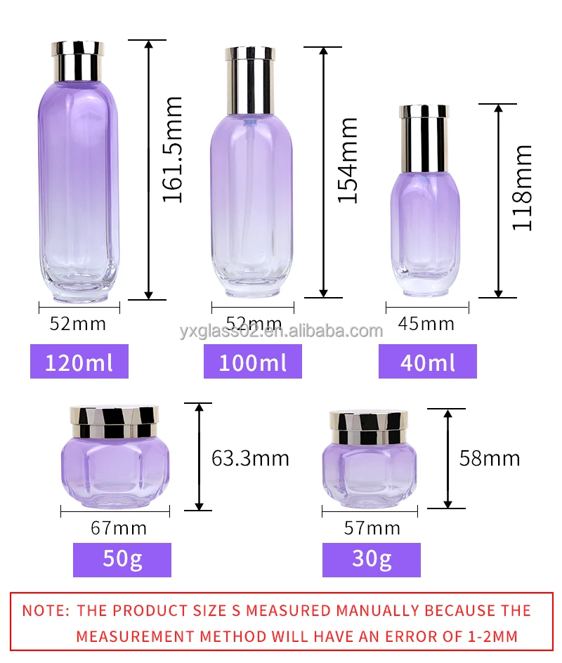 Luxury cosmetic 30g 50g 40ml 100ml 120ml glass jar Skincare other glass packaging glass packaging bottle supplier