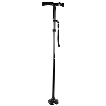 Aluminum foldable walking stick height adjustable collapsible walking cane with LED light