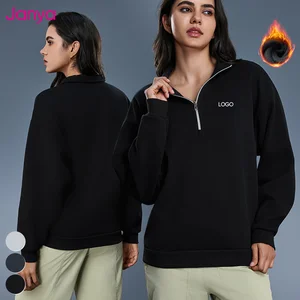 Janya High Quality Casual Loose Thickened Stand Collar Long Sleeve Sweatshirts Women's Half Zipper Pullover Fleece Sweatshirt