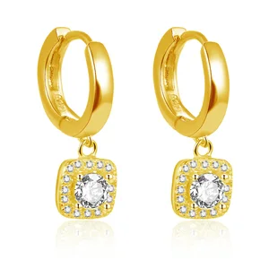 Chinese Earring Wholesale Manufacturer 925 Sterling Silver Mini Square Hoop Earrings