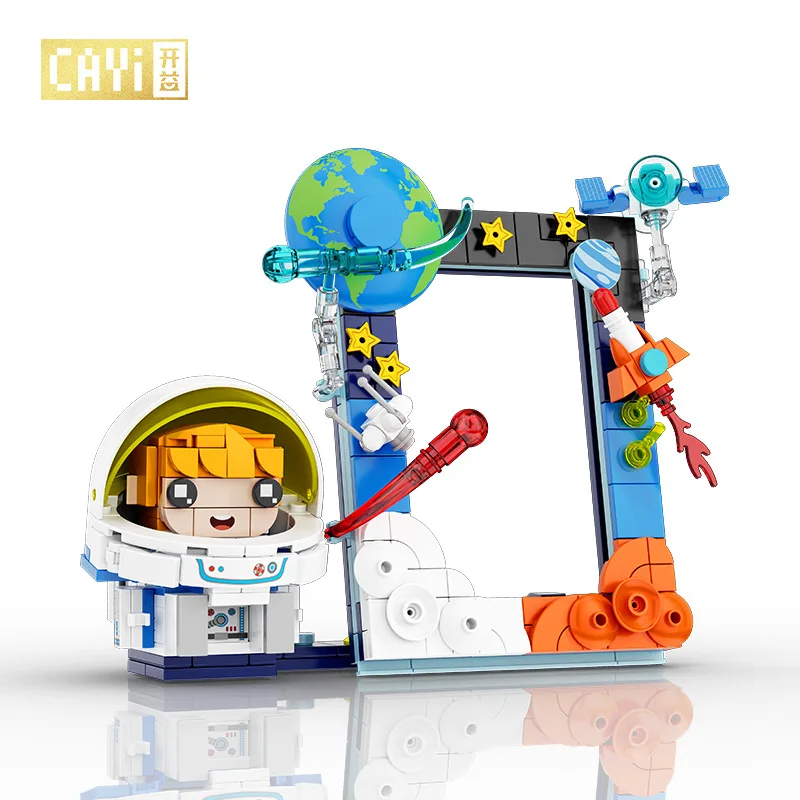 CAYI Astronaut Photo Frame Building Blocks Creative Spaceman Theme Mobile Phone Bracket Assembly Bricks kids Christmas gift toy