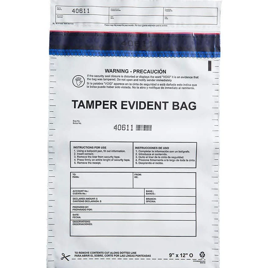 Custom Printed Self Adhesive Sealing Bank Money Steb Plastic Satchel Envelopes Tamper Evident Security Bag