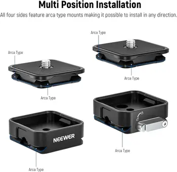 NEEWER Arca Type Quick Release Plate Kit, Four Side Slot Compatible with Arca Swiss Camera Mount Adapter with 1/4 3/8" Threads detail image