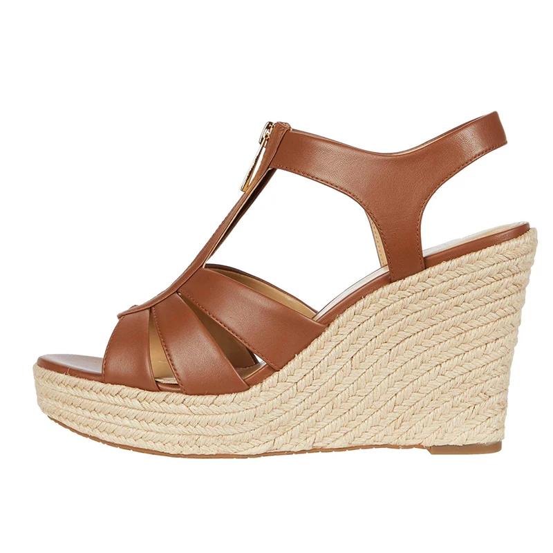 brown high wedges
