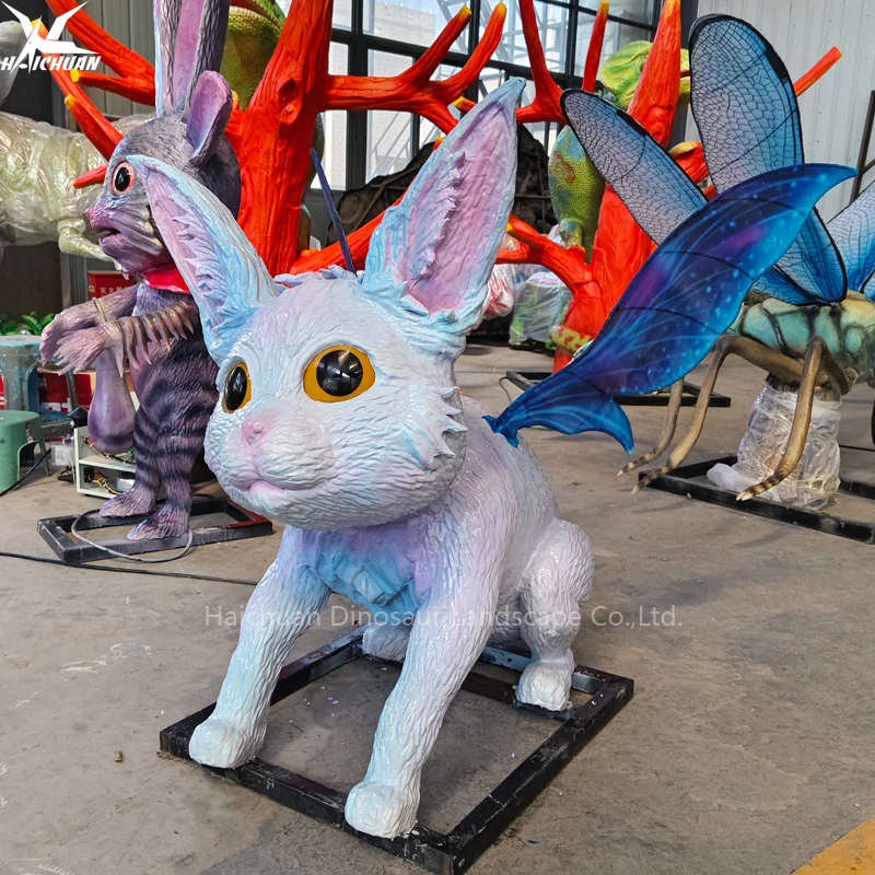 Fairy World Theme Park Customized Cartoon Flying Cat Elf Animatronic Animal Models for Indoor Outdoor Decoration