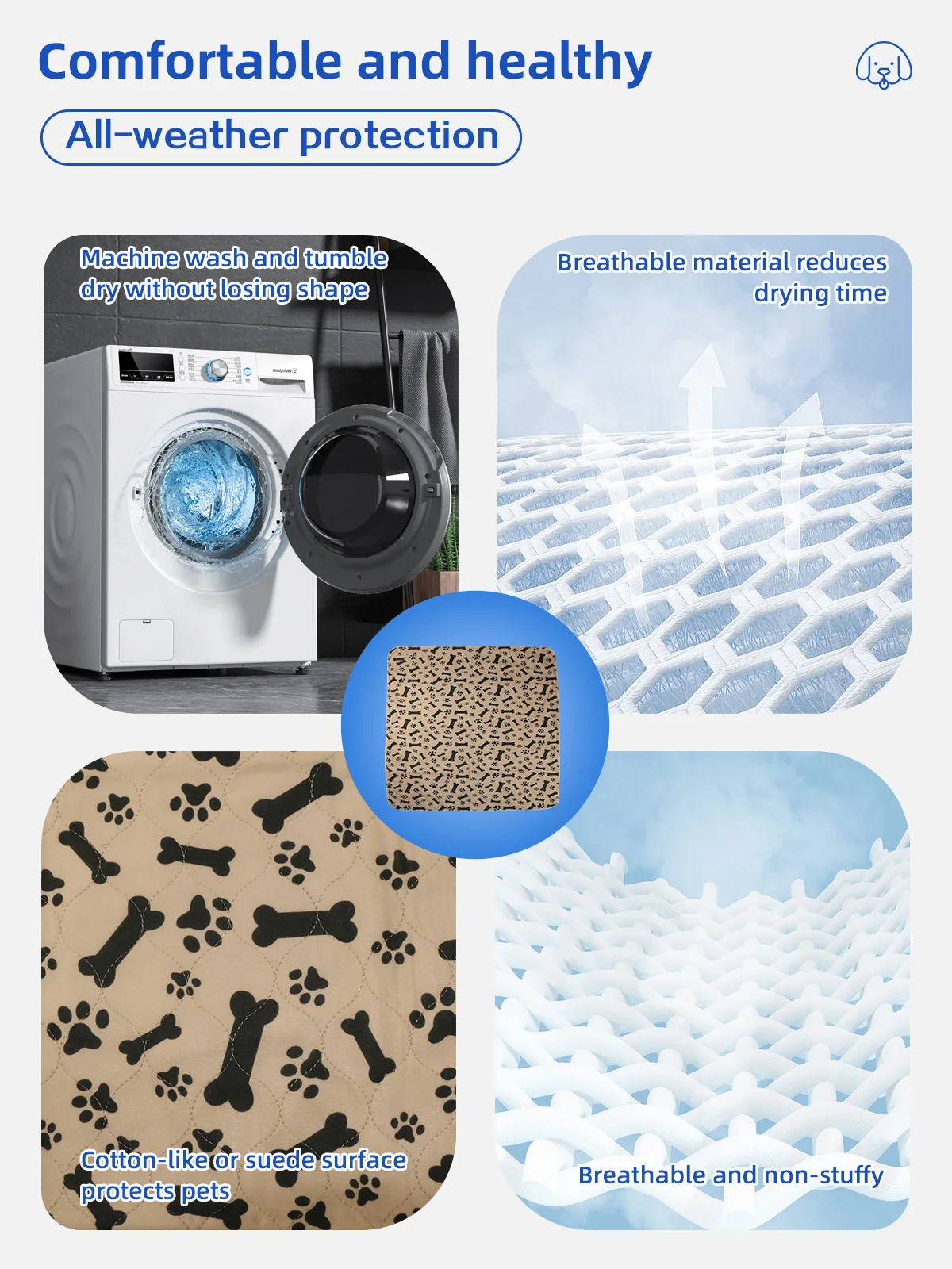 Wholesale Reusable Washable Dog Pad Pet Puppy Training Pee Pad for Dog - product detail 4