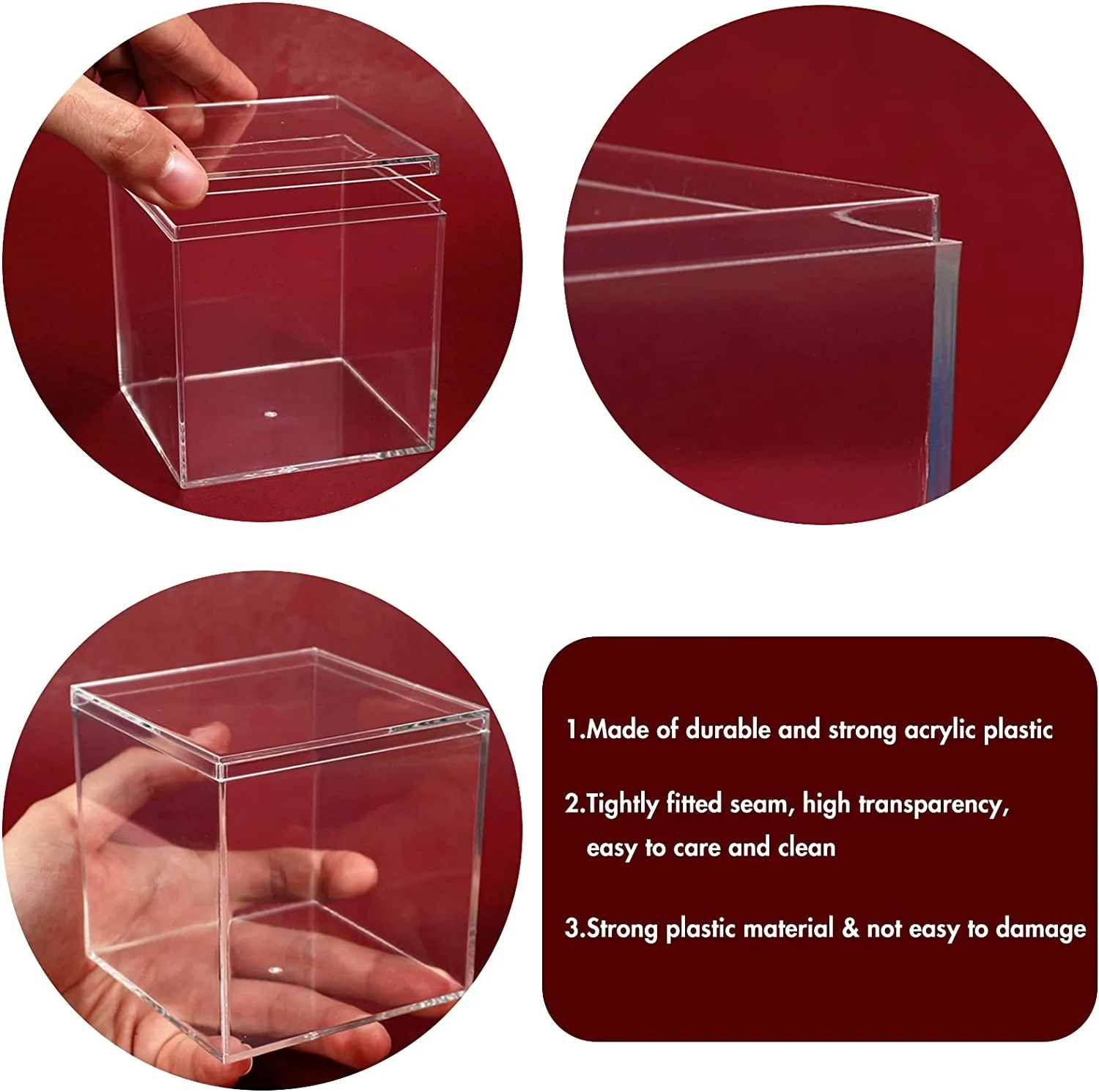18 Scatole Cubo In Acrilico Trasparenti Con Coperchio – 3 Dimensioni Per Conservazione E Regali - 5