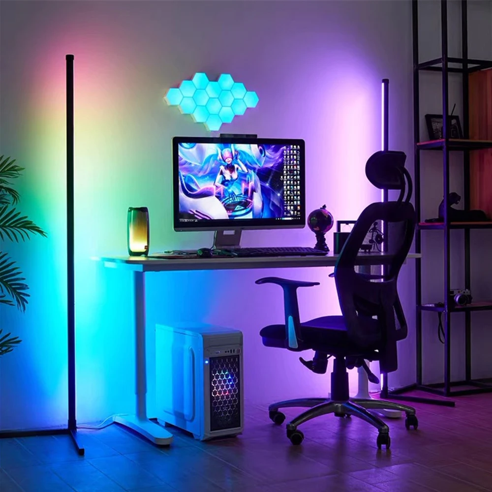 12 Вт RGB/RGBW волшебное изменение цвета ИК-пульт дистанционного управления с помощью приложения на телефоне управления МФУ Смарт угловая светодиодная Напольная Лампа для якорь в прямом эфире