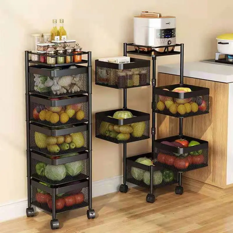 4-Tier Rotating Square Kitchen Storage Racks, Organize Household Items ...