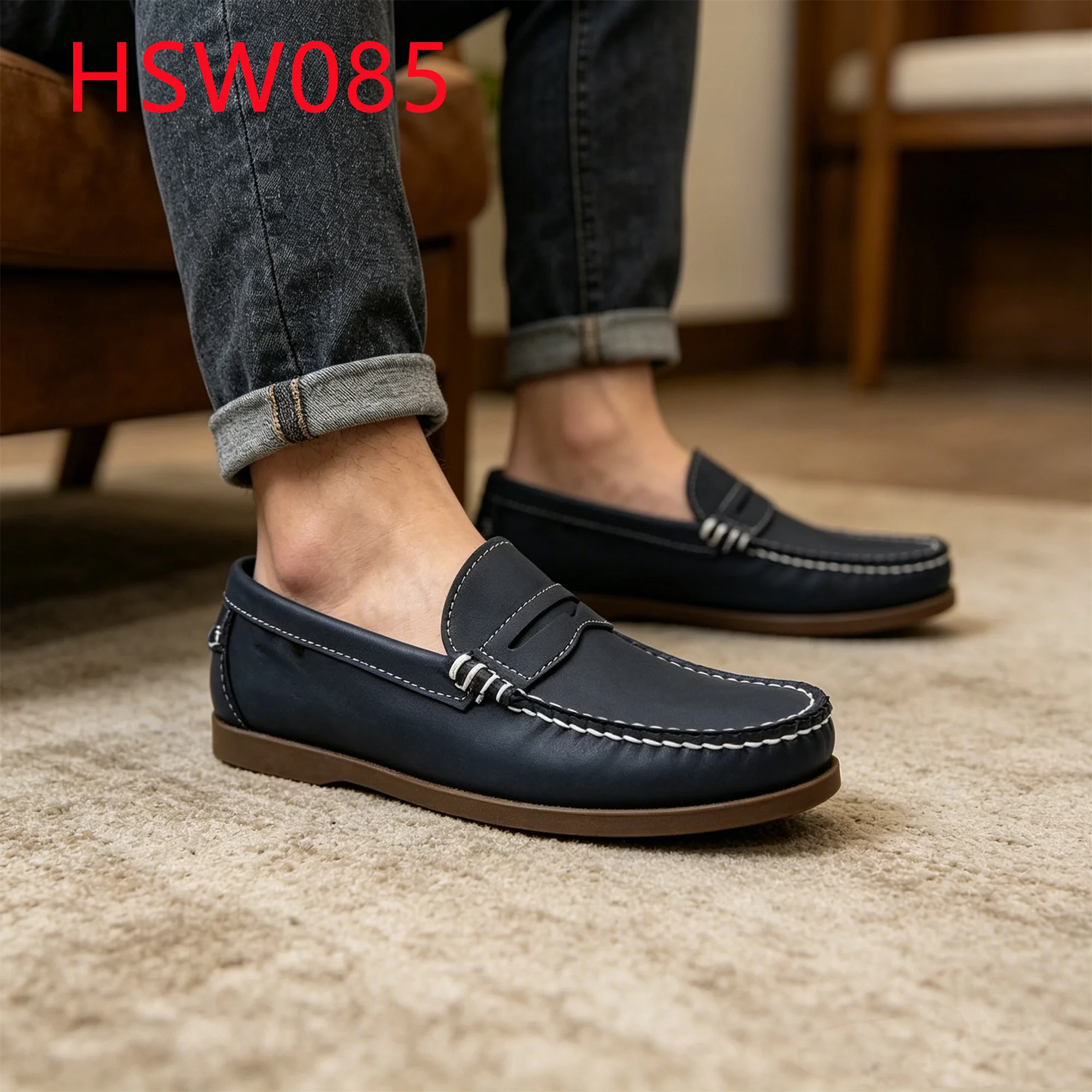 CXT,Easy Entry and Removal Everyday Walking Deck Penny Shoes No Blisters Feet Leisurely Classic Dark Blue Boat Shoes HSW085