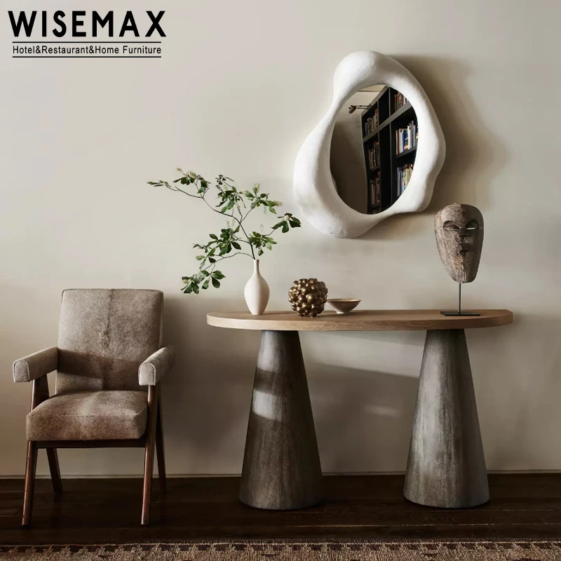 WISEMAX FURNITURE Wabi Sabi Style Home Furniture Decor Wall Mirror with Led Light Wall Decor Mirror Irregular Shape Mirror