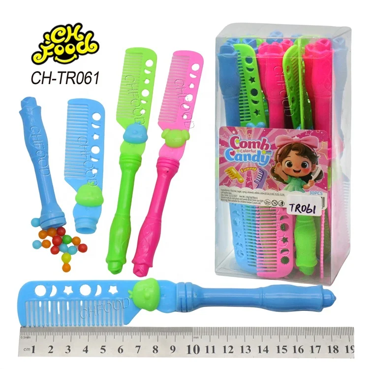 Girl Candy Toy Plastic Colorful Comb Toy Filled Fruity Hard Tablet Candy Sweet Promotional Toys in PVC Boxes with Halal Candy