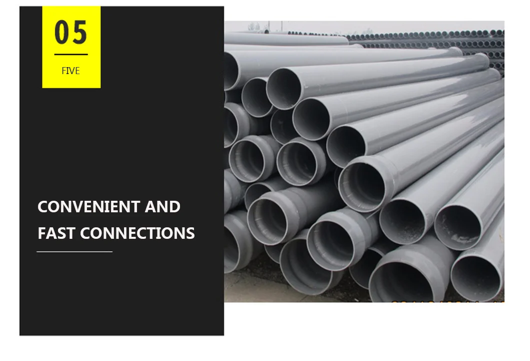 China Large Diameter Pvc Pipe 110mm 160mm 200mm Water Supply Irrigation