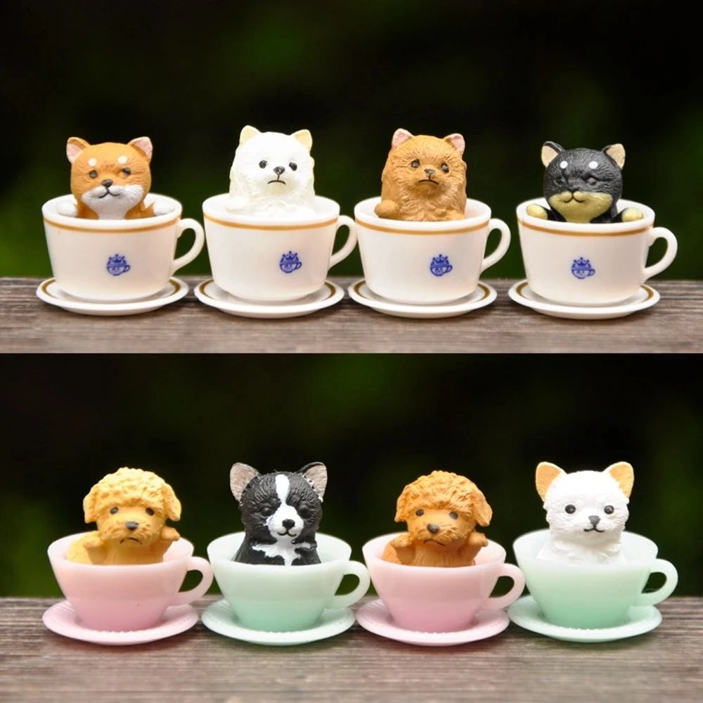8 Pcs Teacup Dog Cats Figure Mini Animals Decoration Miniature Hare