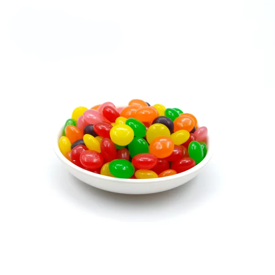 Free Sample Vegan Bulk Packing Assorted Jelly Bean Red Green White Fruity Mix Colors Button Shape Jelly Bean