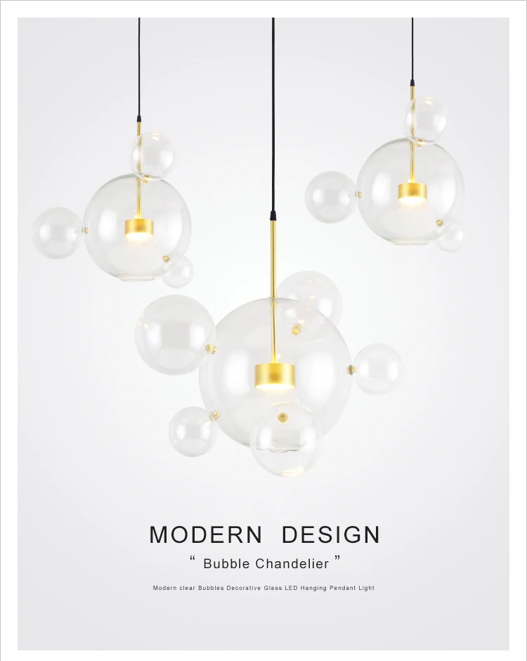 Modern Nordic Glass Shade Multi Bubble Pendant Light Led Modern ...