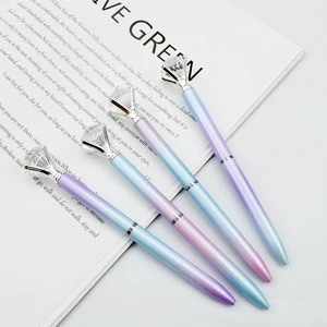 Wholesale Logo Printed Novelty Rainbow Colorful Diamond Crystal Barrel Ballpoint Ball Pen