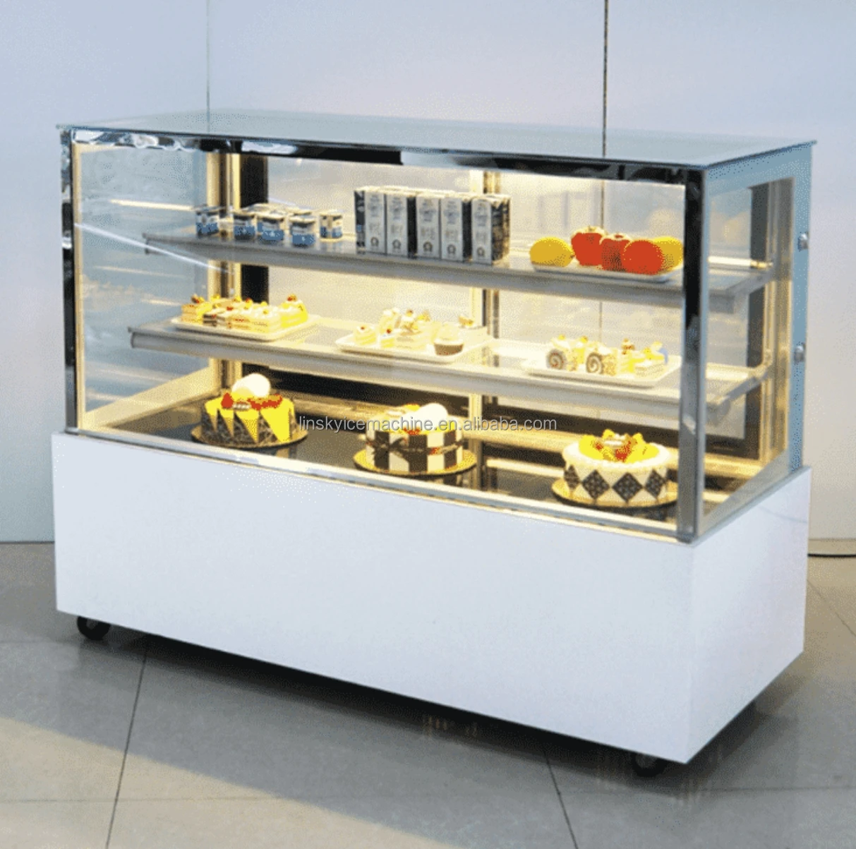 Small Desktop Cake Cabinet with LED Light Glass Door Display Cooler for Cake showcase Supermarket & Store Use