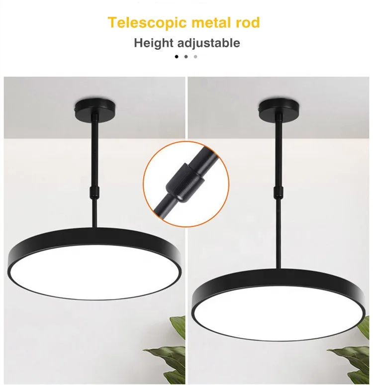 Modern Pendant Lighting Iron Rod Round Black Chandeliers Ceiling Pendant Lights for Kitchen Island Restaurant Cafe