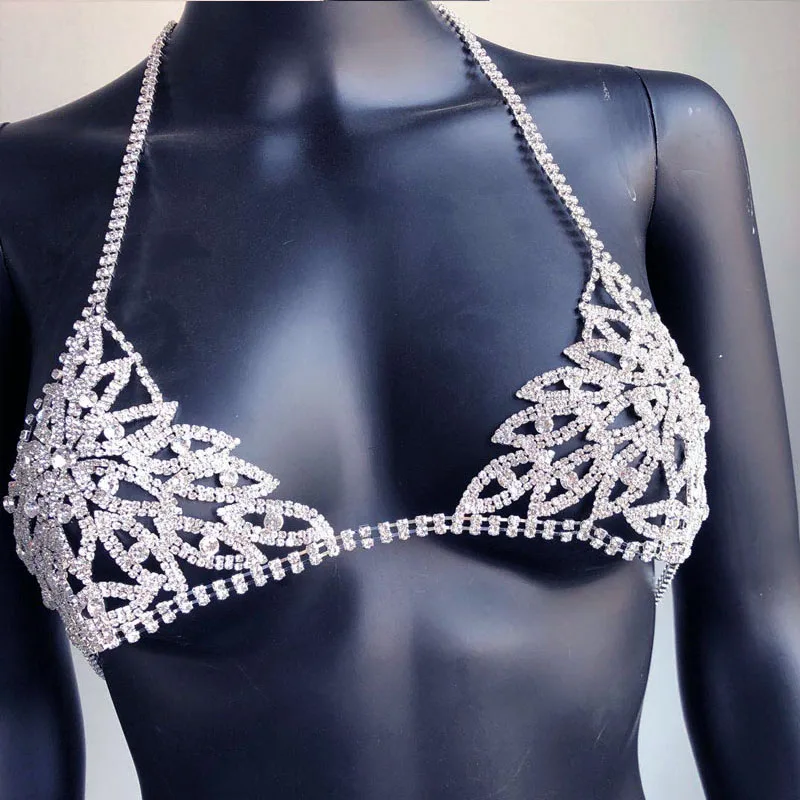 Other Stonefans Sexy Blue Crystal Bra And Panty Body Chain