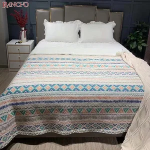 Factory Direct Sale Stripe Printing Quilt Bedspread Microfiber Embossing Quilt Printed Bedspread Sets
