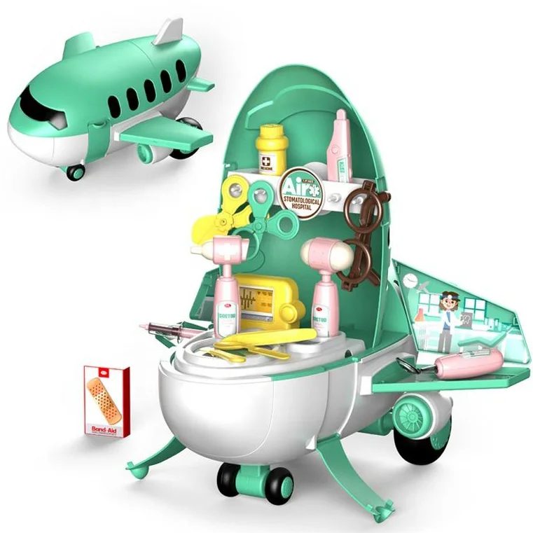 Мультяшный 2 в 1 медицинский Игровой Набор для врачей самолета инструменты ролевых игр игрушка детей
