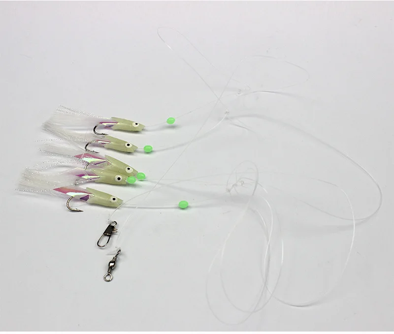 Alpha Sea Fishing Flasher Bait Rigs With Barrel Swivel Luminous Beads ...