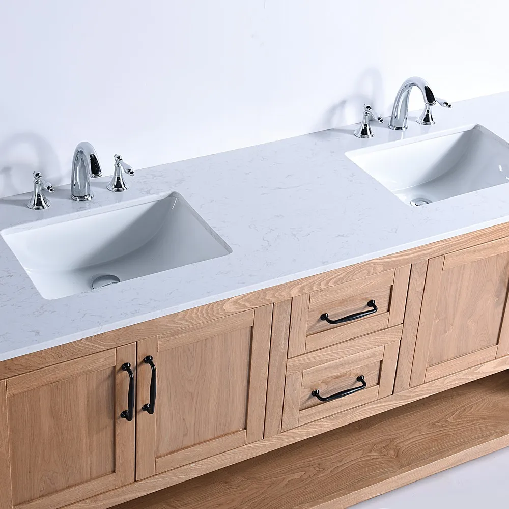 Modern Design Double Sink Bathroom Vanity Factory Price Solid Wood Furniture